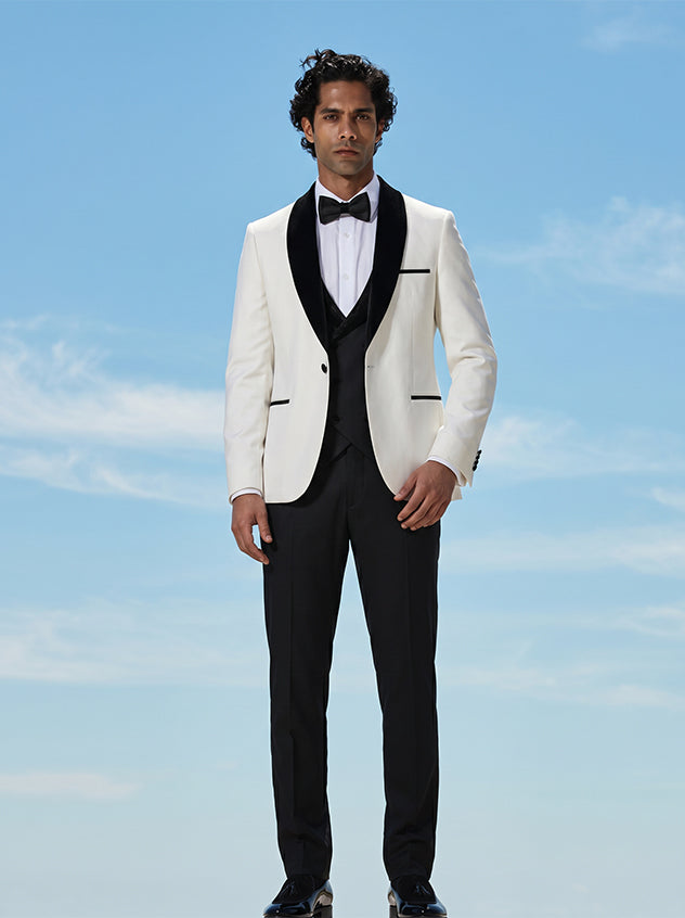 Esquire - White Lightweight Velvet Tuxedo Blazer