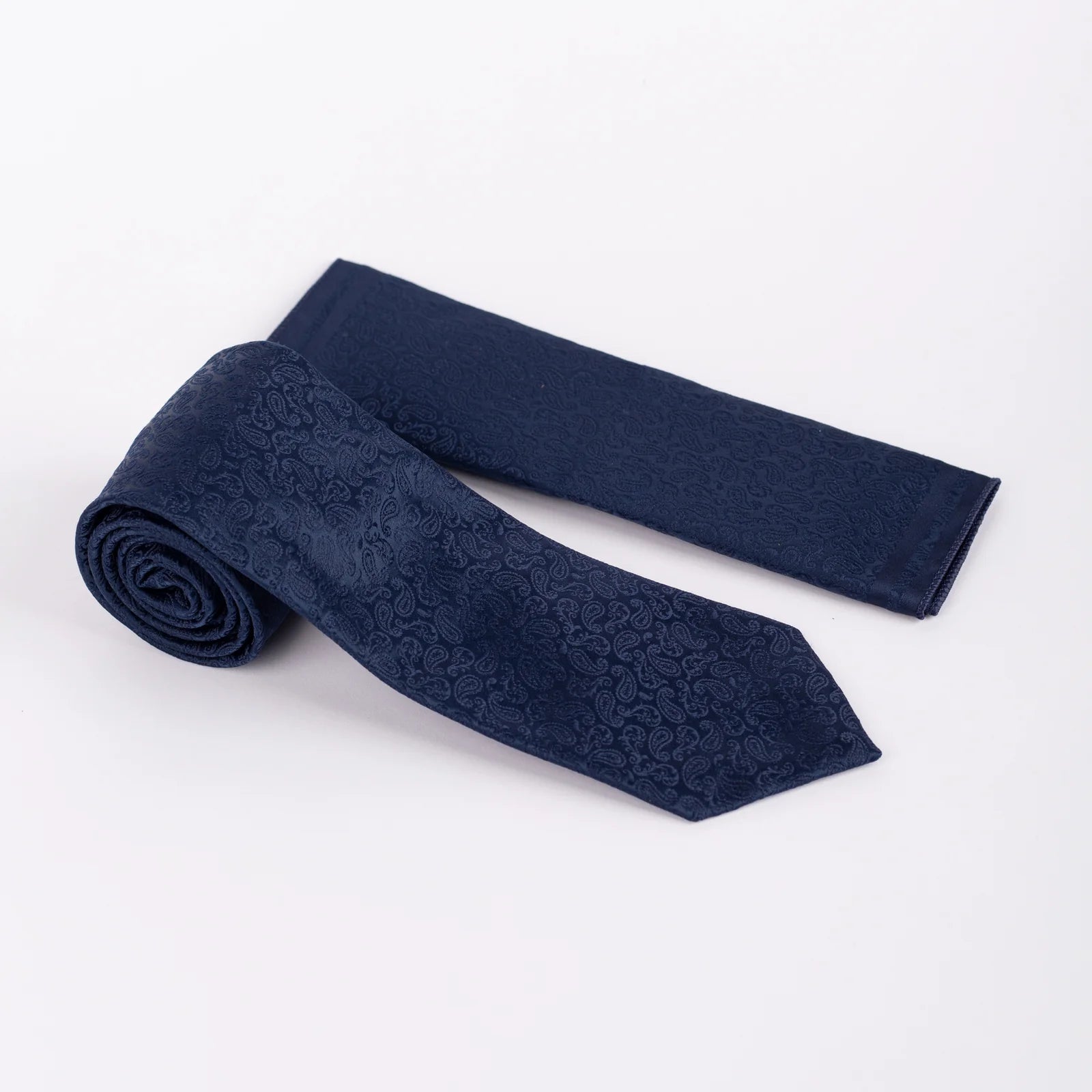 Mini Paisley - Tie & Pocket Square Set in Navy