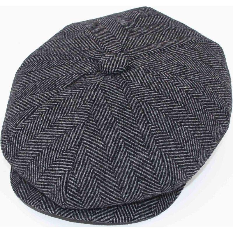 Compact Grey Herringbone Baker Boy Hat