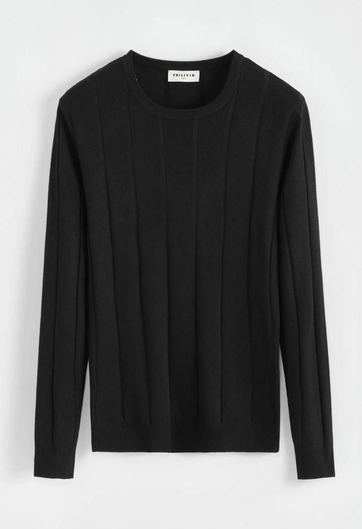 Esquire Ribbed Top - Black