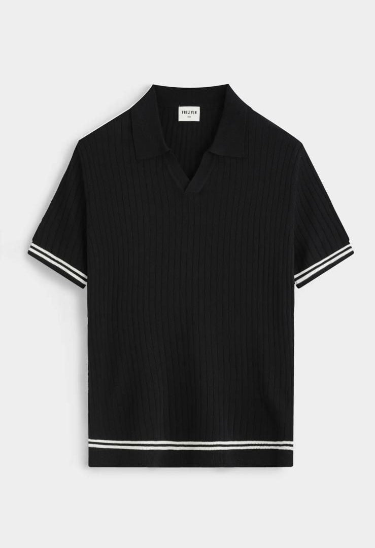 Esquire Contrast Trim Polo – Black
