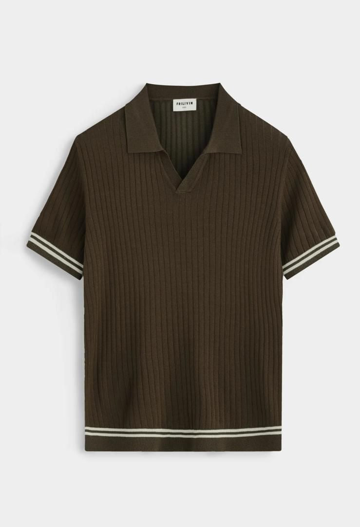 Esquire Contrast Trim Polo – Brown