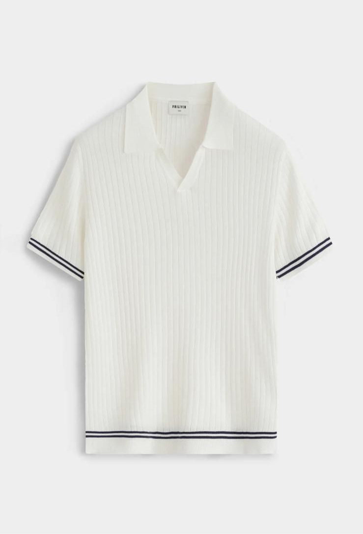 Esquire Contrast Trim Polo – White