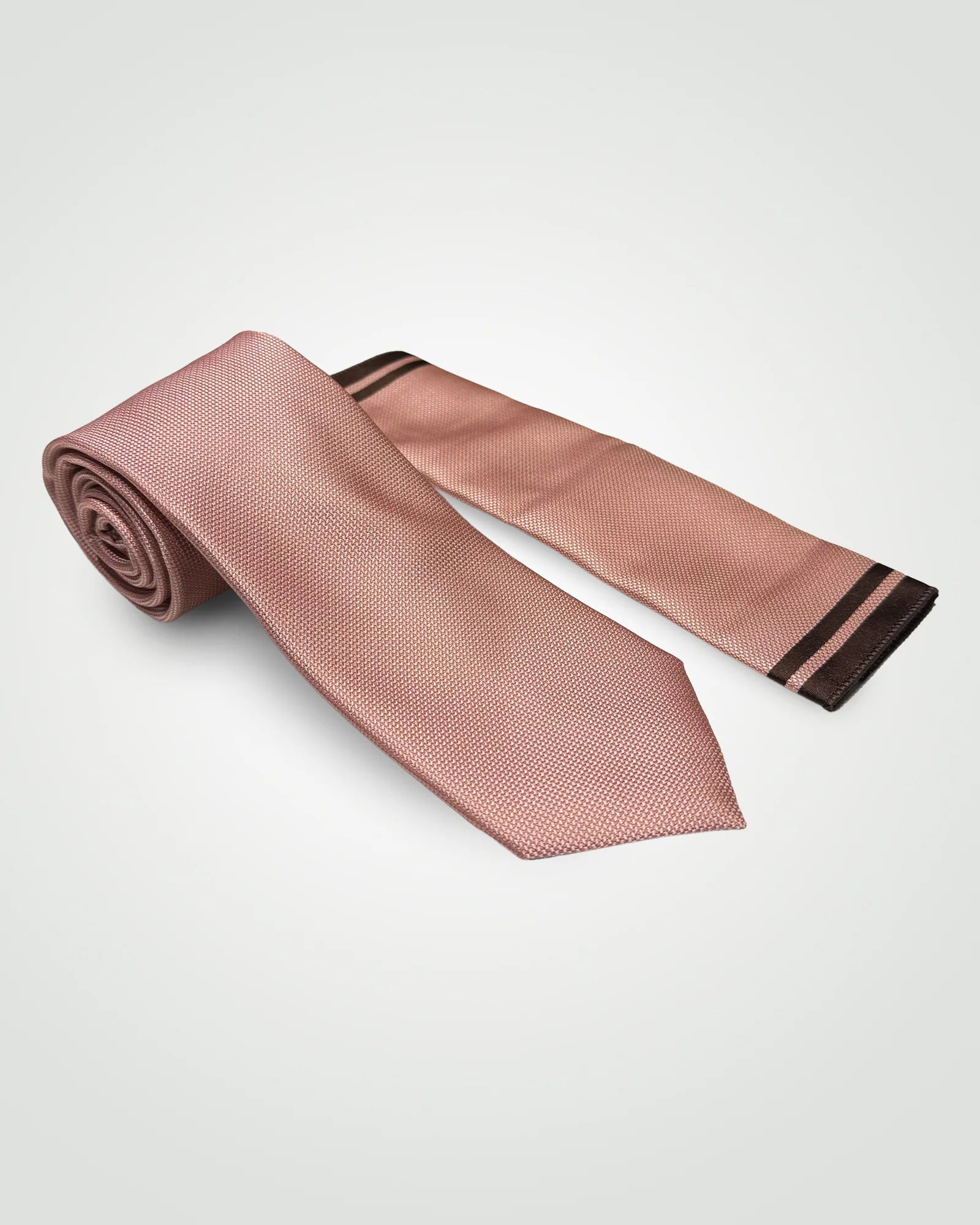 Textured - Tie & Pocket Square Set in Pink & Brown