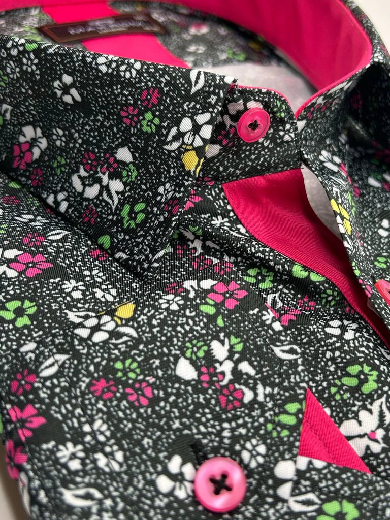 Makrom Fuchsia Colourful Floral Print Shirt