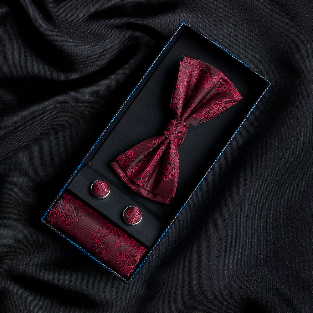 Paul Andrew - Red Paisley Bow Tie Set