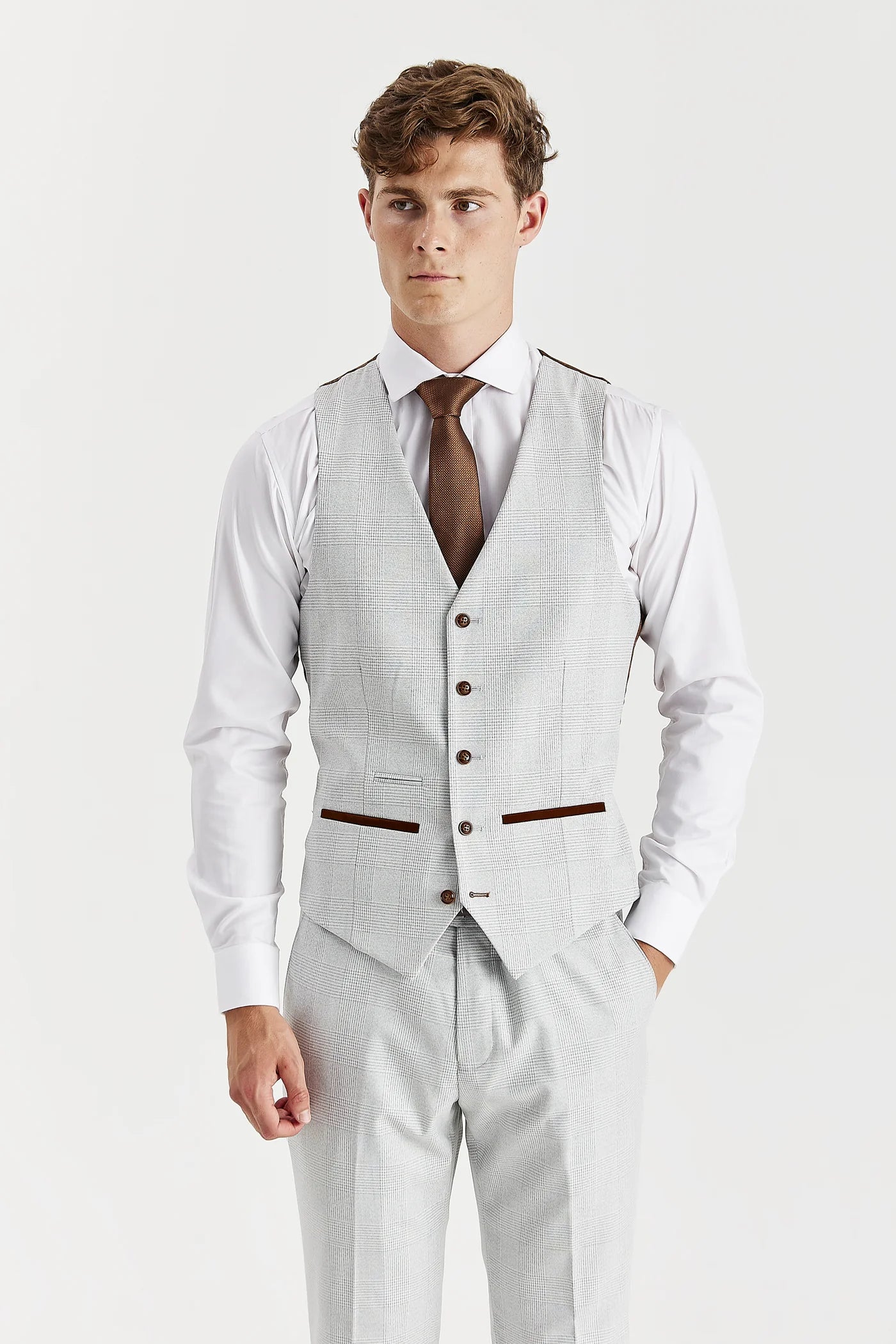 Mark - Stone Check Three Piece Suit