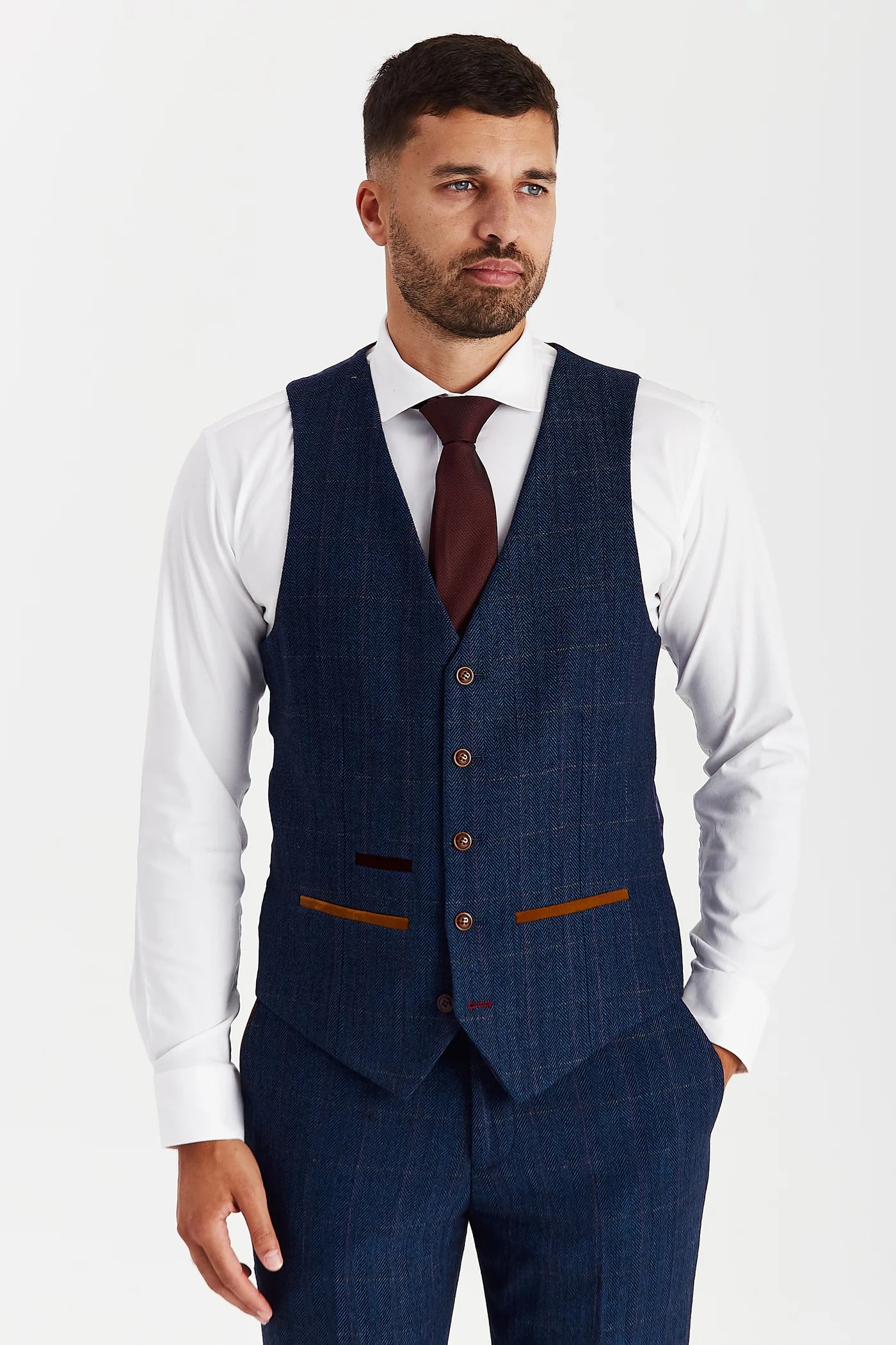 Scott - Navy Tweed Waistcoat