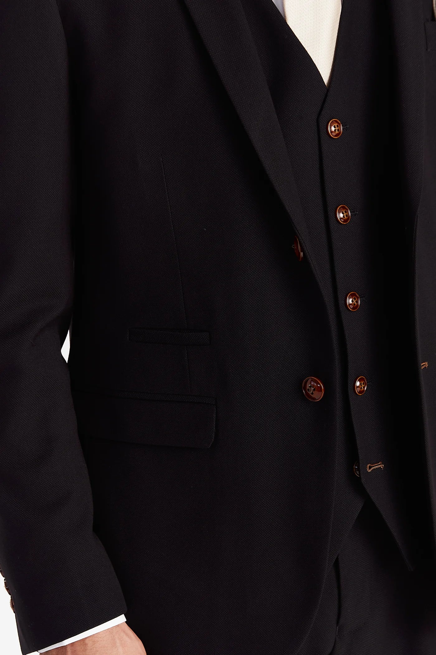 Mayfair - Black Textured Three Piece Suit