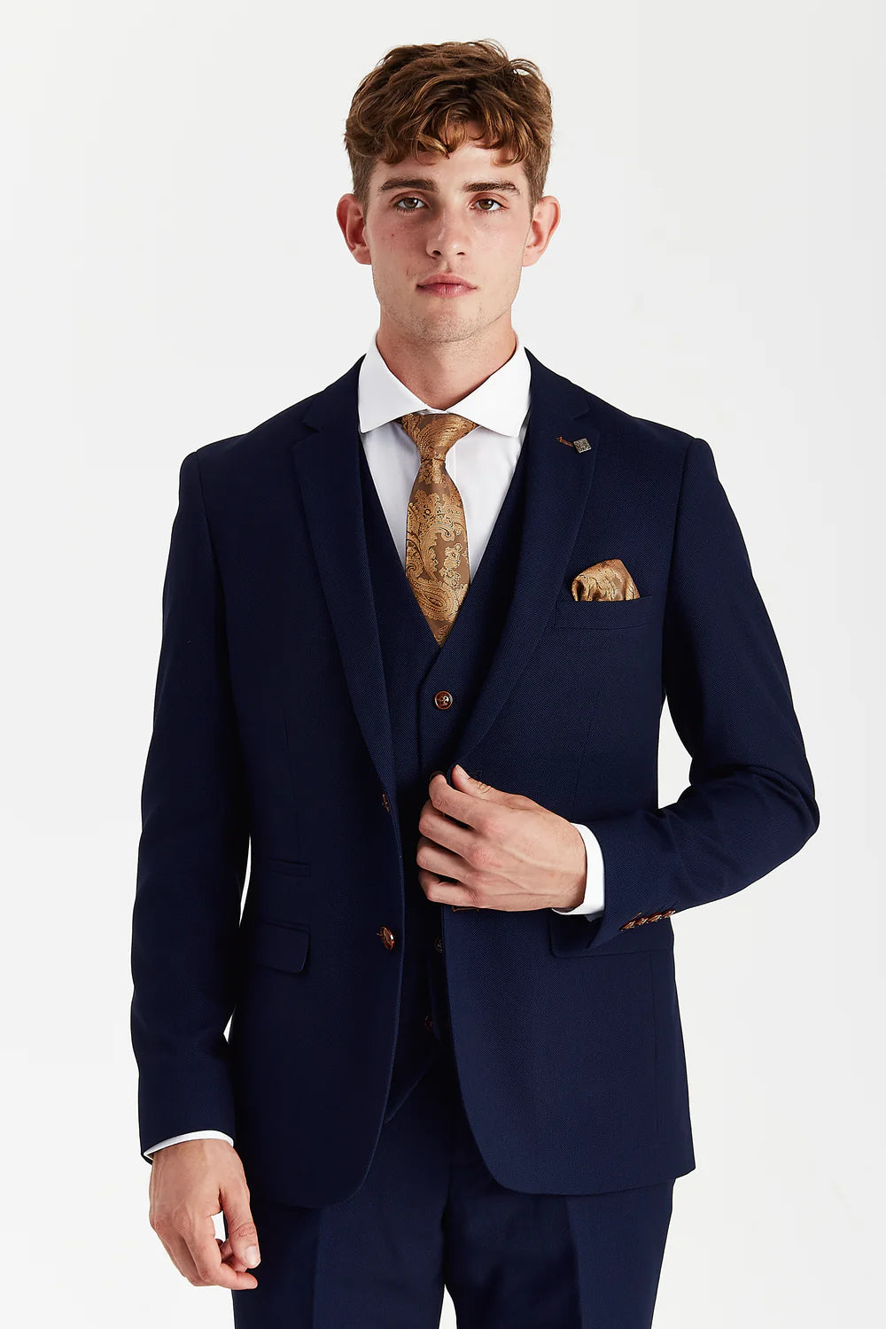 Mayfair - Navy Textured Three Piece Suit