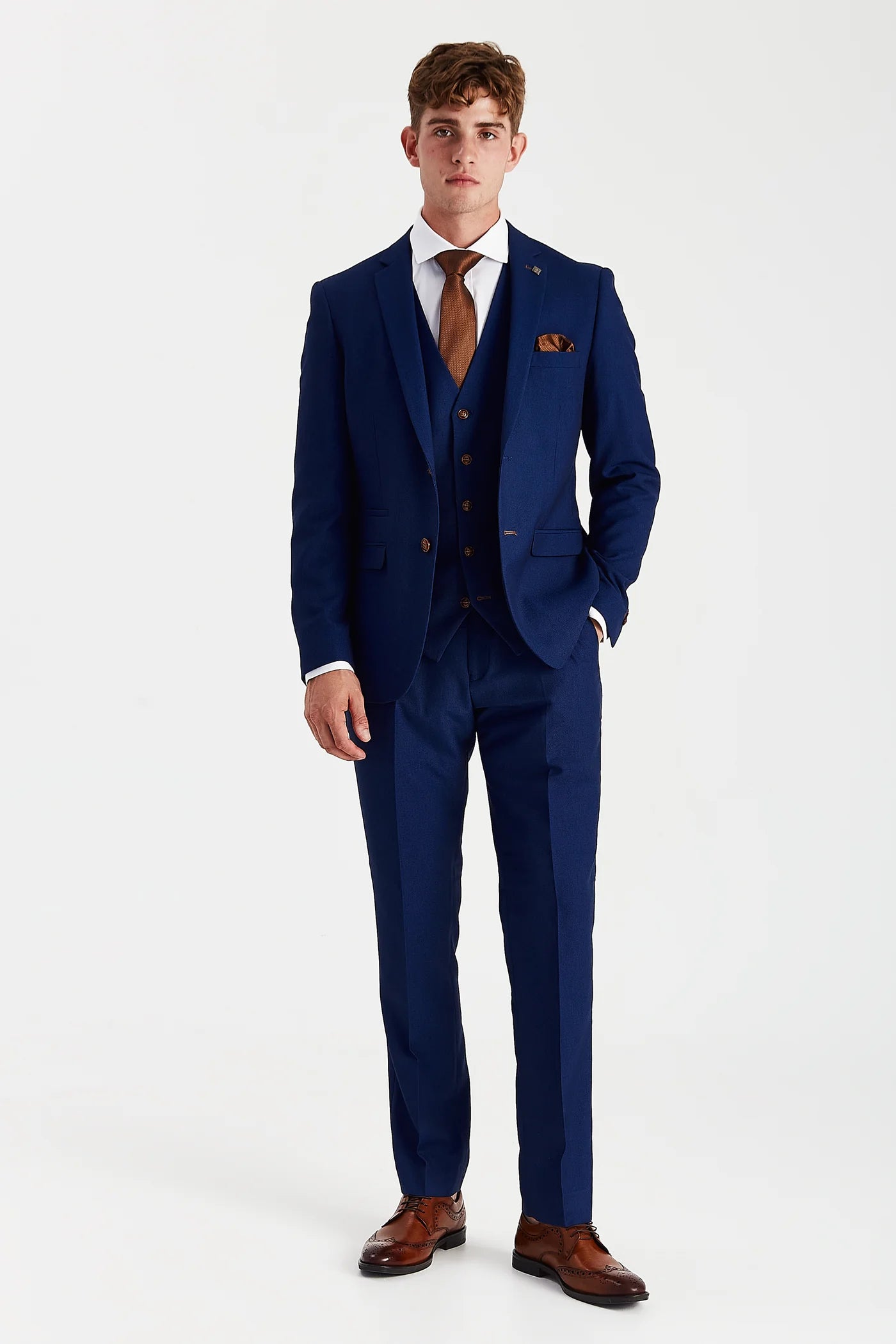 Mayfair - Blue Textured Three Piece Suit
