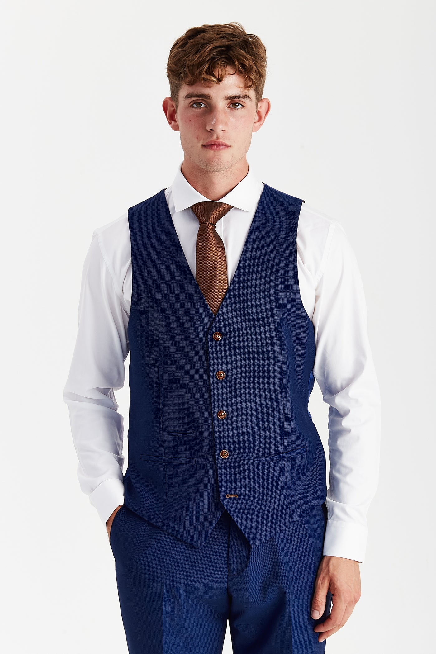 Mayfair - Blue Textured Three Piece Suit