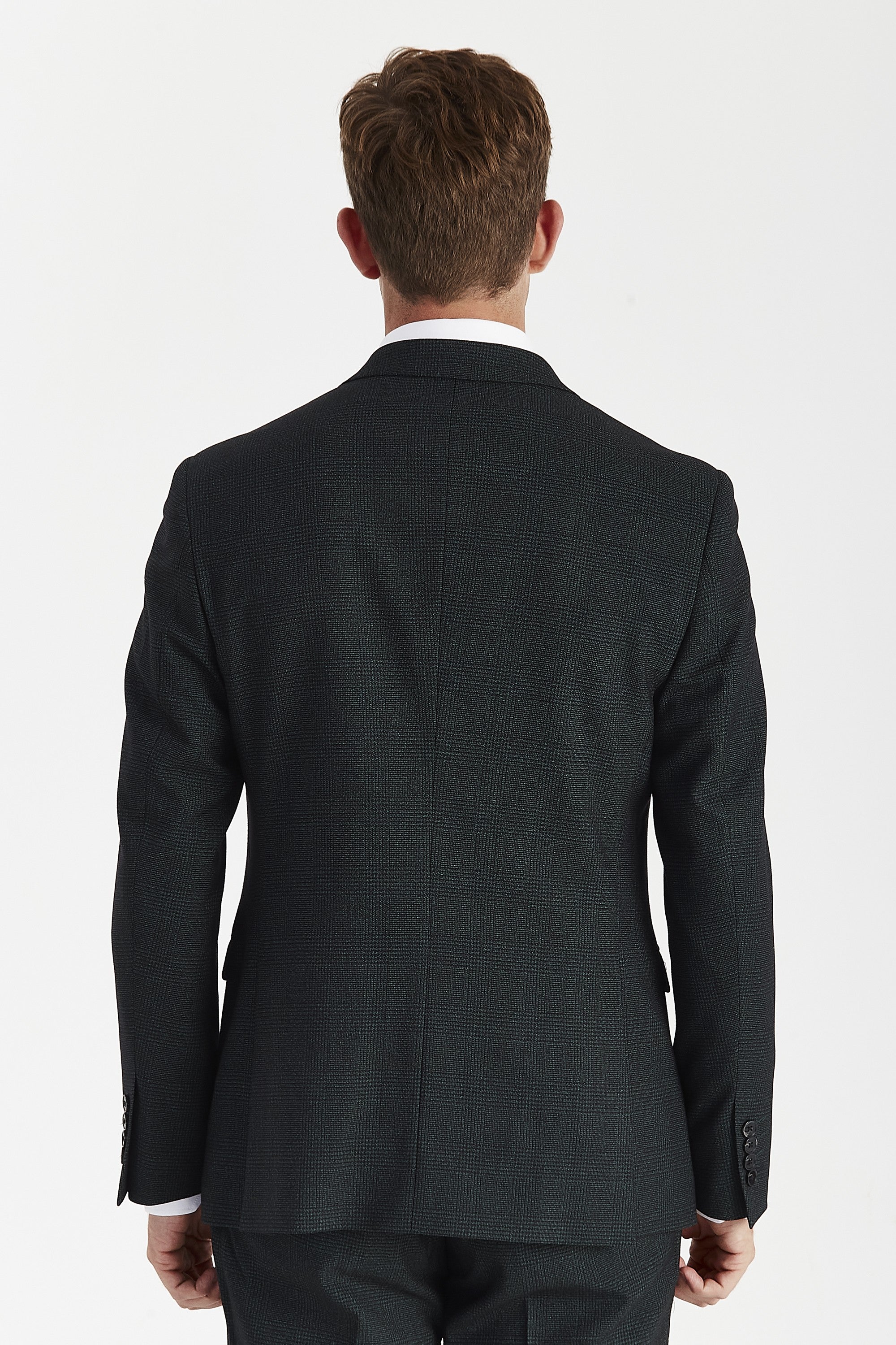 Regent Olive double breasted suit - check and suede detail