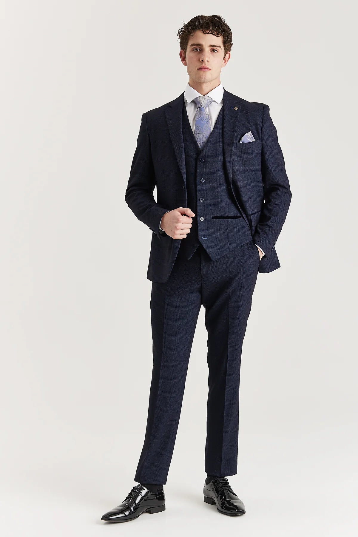 Regent - Navy Check Three Piece Suit