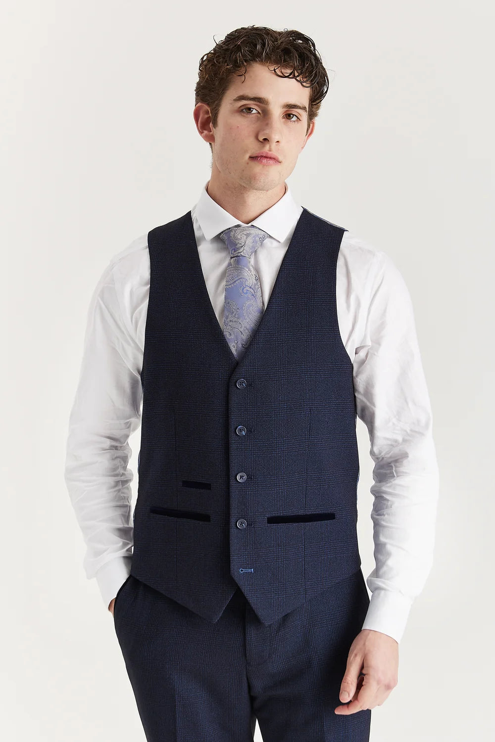 Regent - Navy Check Three Piece Suit