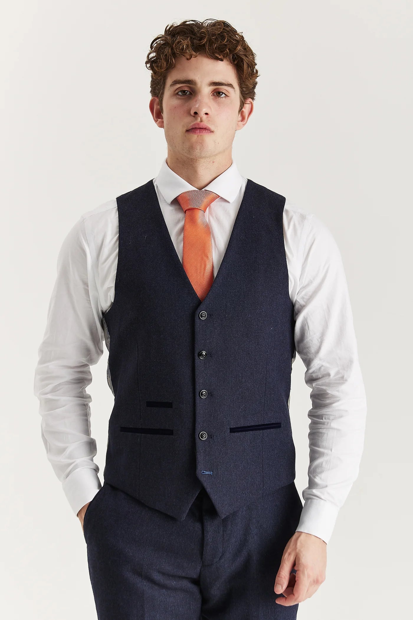 Oscar - Navy Tweed Three Piece Suit