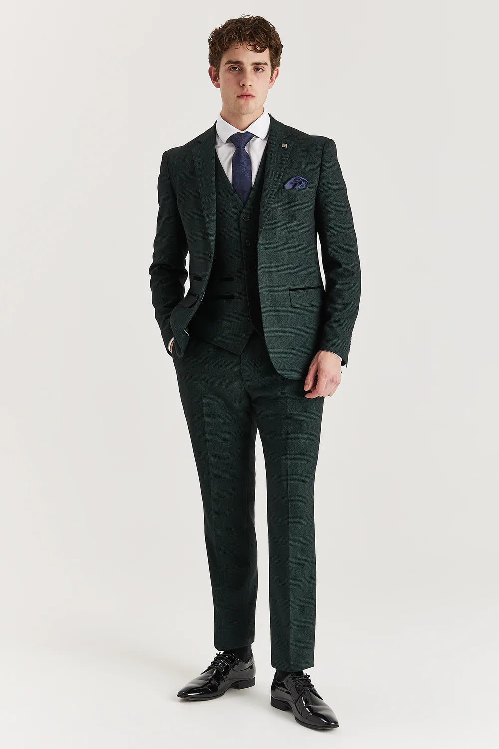 Regent - Olive Check Three Piece Suit
