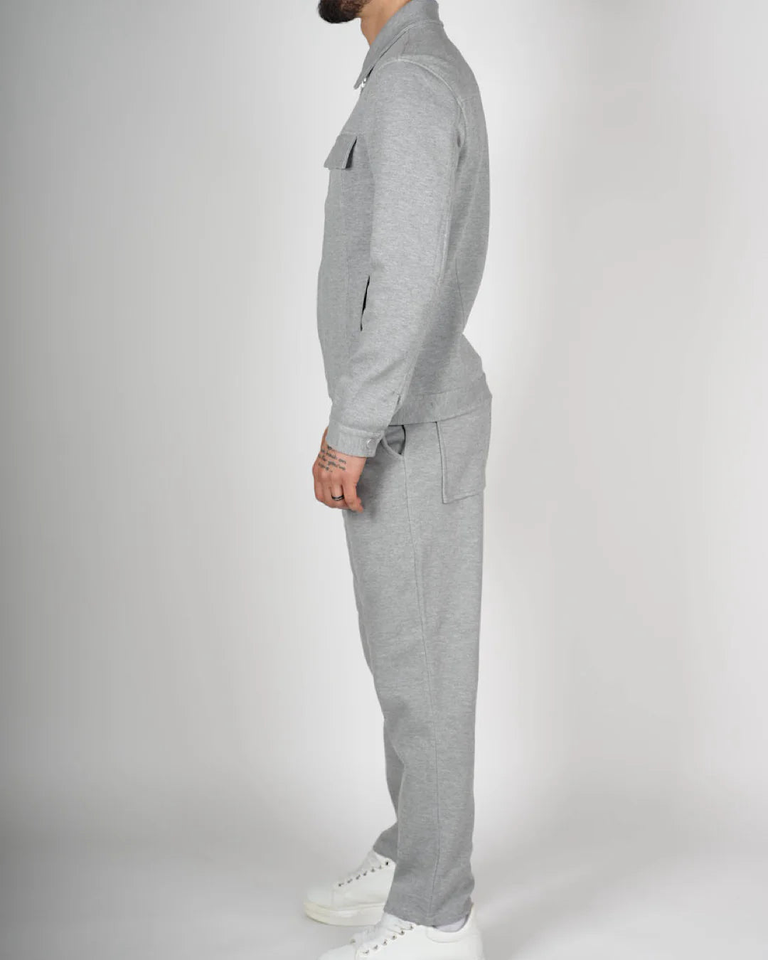 Grey Zip Utility Jacket & Trouser Set
