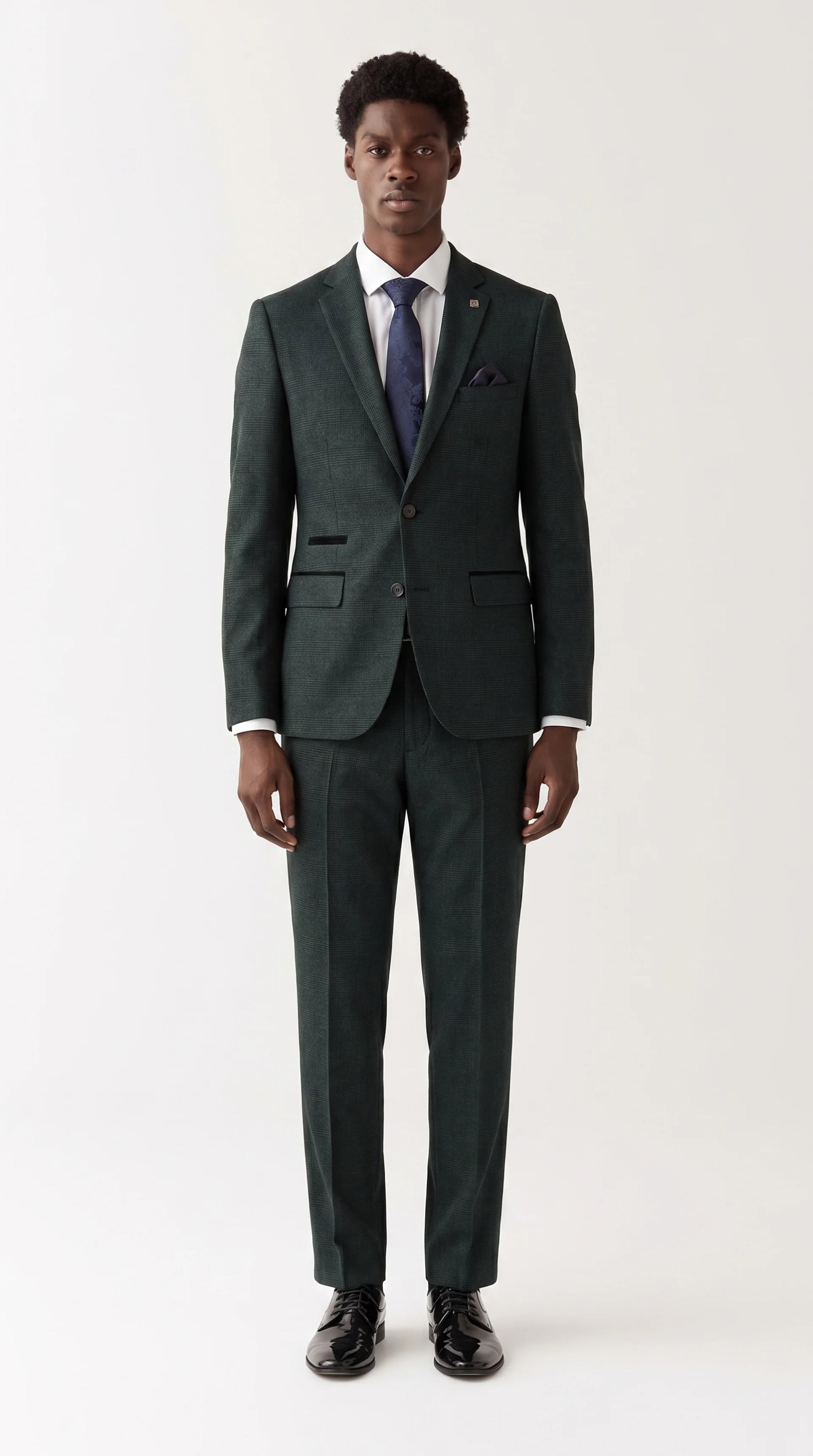 Regent Olive Check Two-Piece Suit
