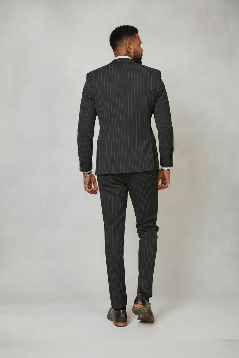 Rocco - Navy Pinstripe Double Breasted Two Piece Suit