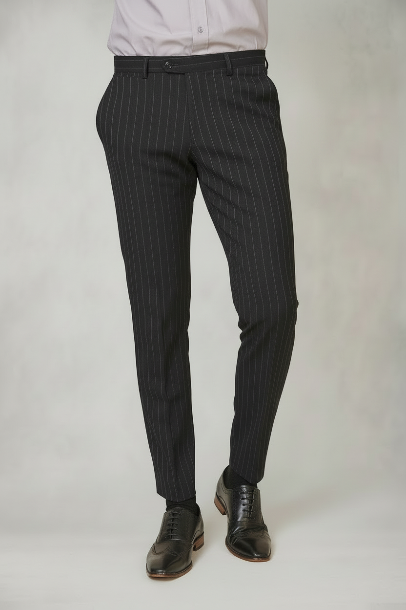 Rocco - Navy Pinstripe Trousers