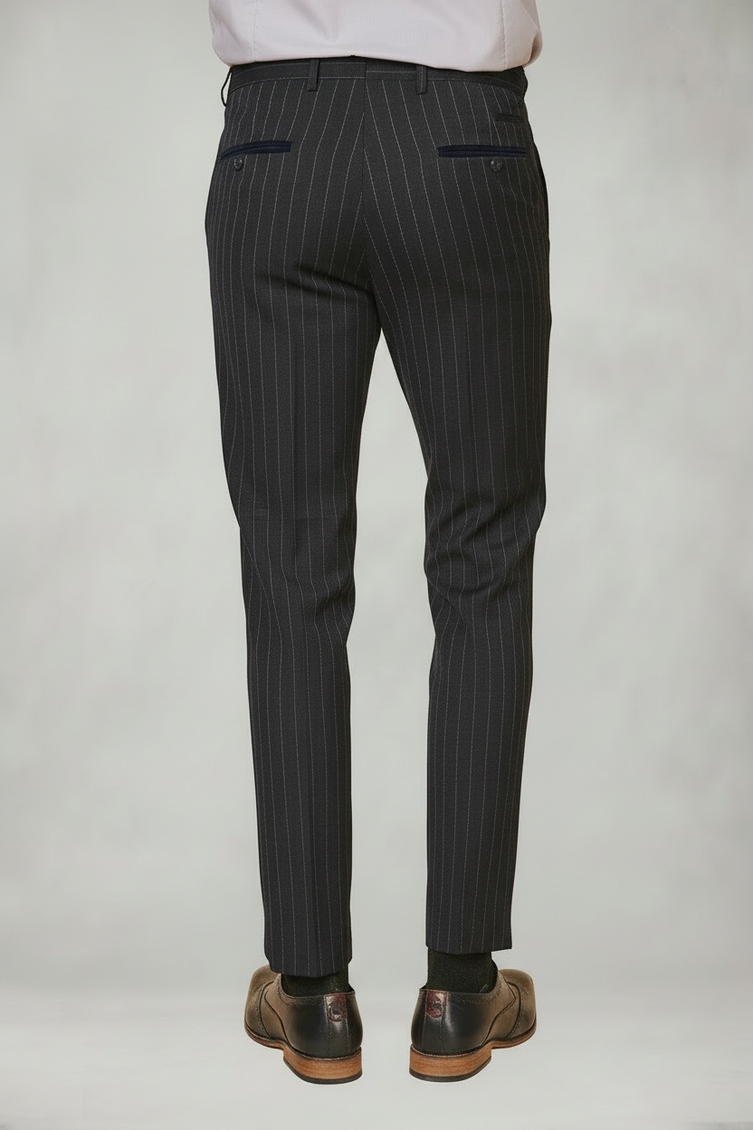 Rocco - Navy Pinstripe Trousers