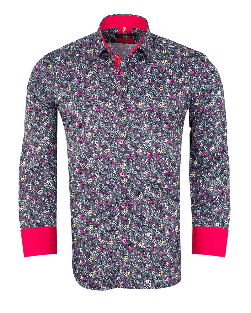 Makrom Fuchsia Colourful Floral Print Shirt