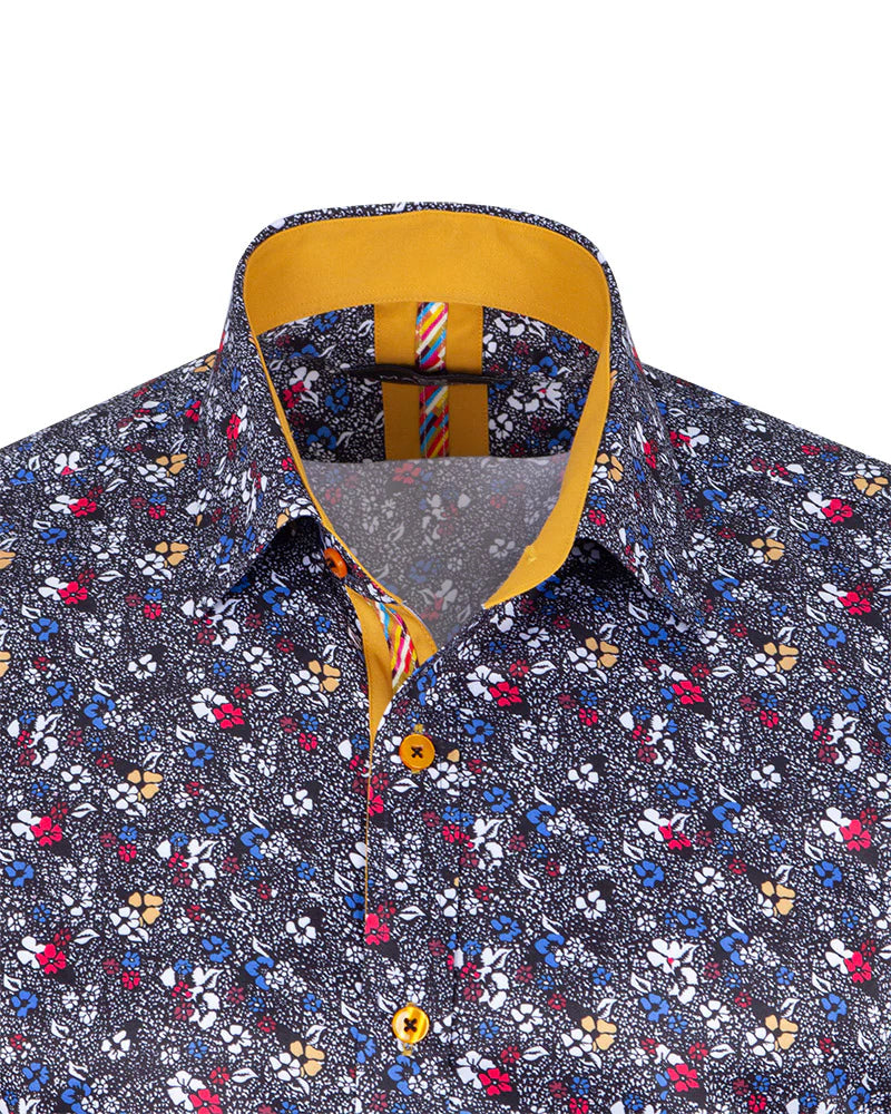 Black Colourful Floral Print Shirt