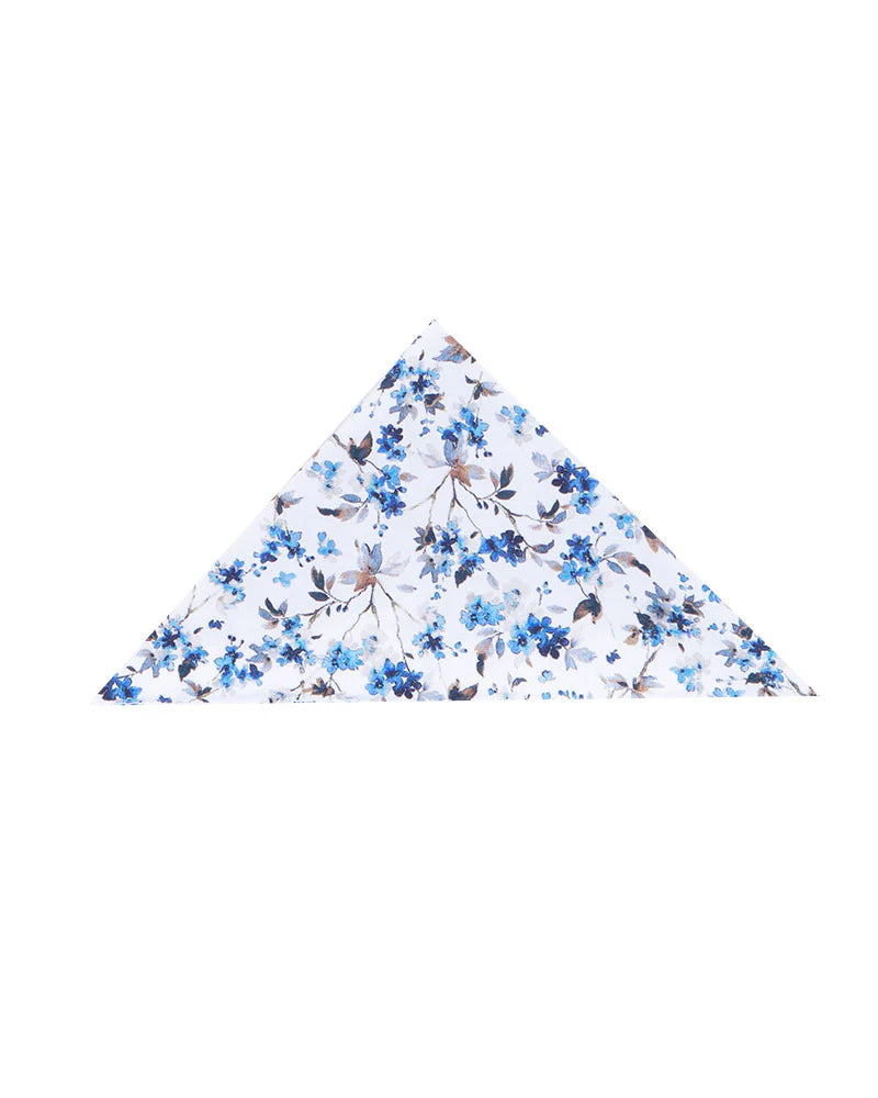 White Small Floral Print Shirt with Matching Handkerchief