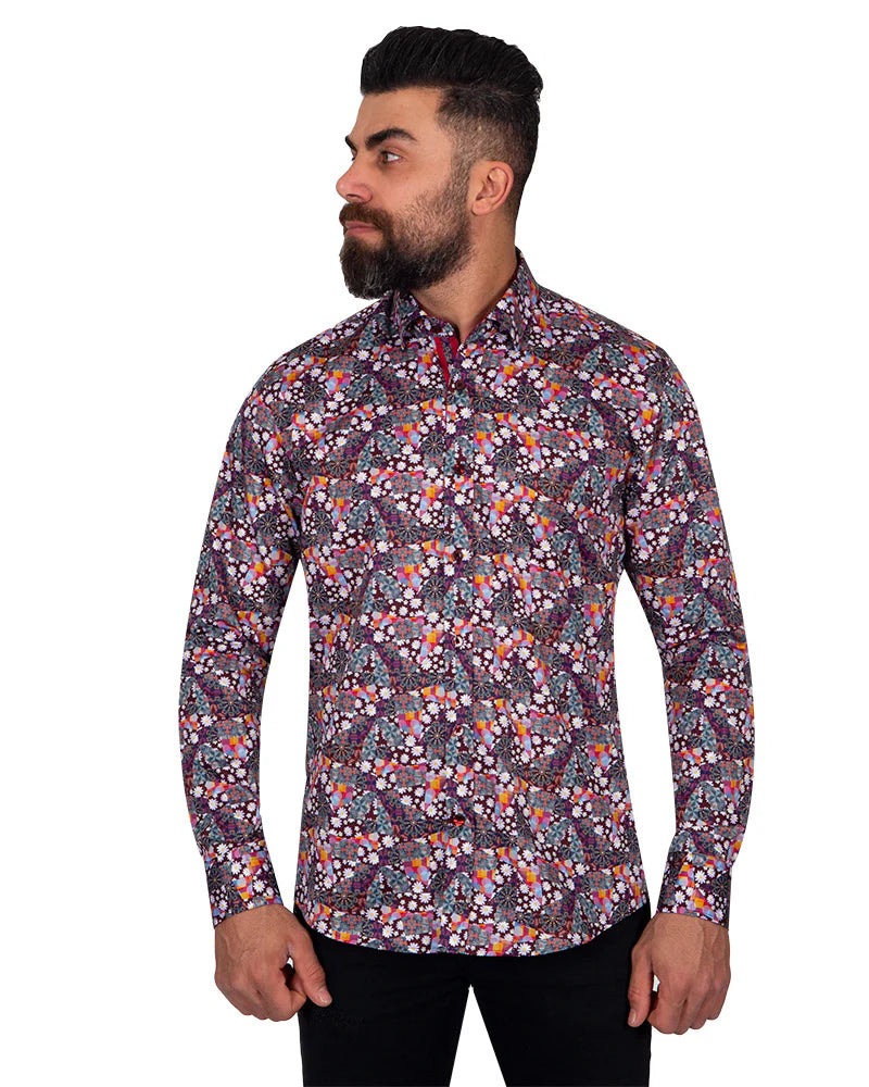 Mosaic Floral Print Pure Cotton Shirt
