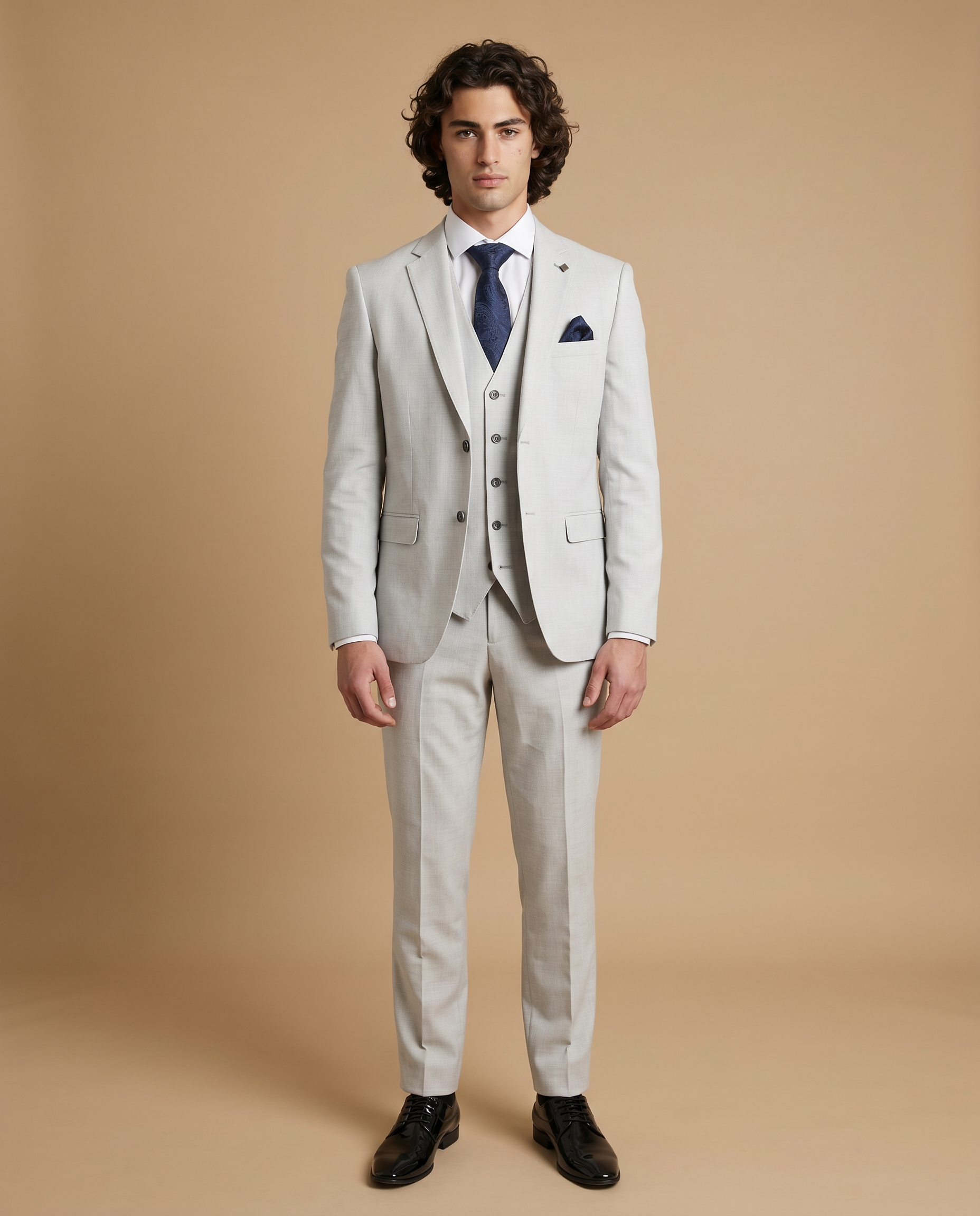 Belmont - Silver Three Piece Prom Suit