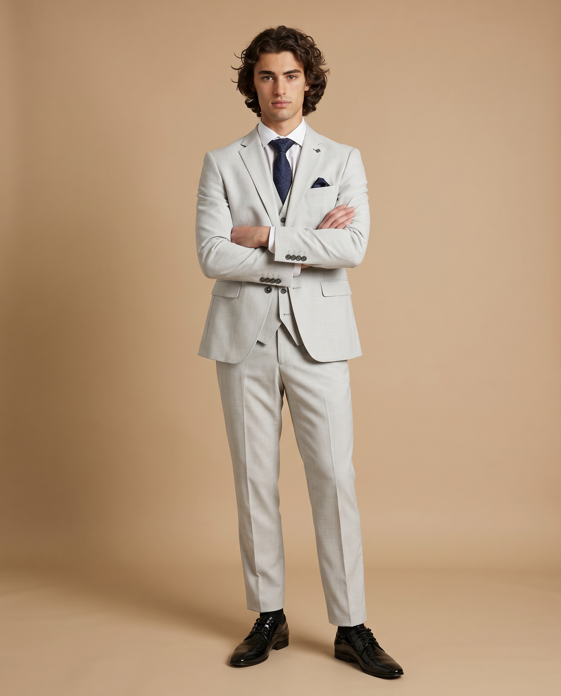 Belmont - Silver Three Piece Prom Suit