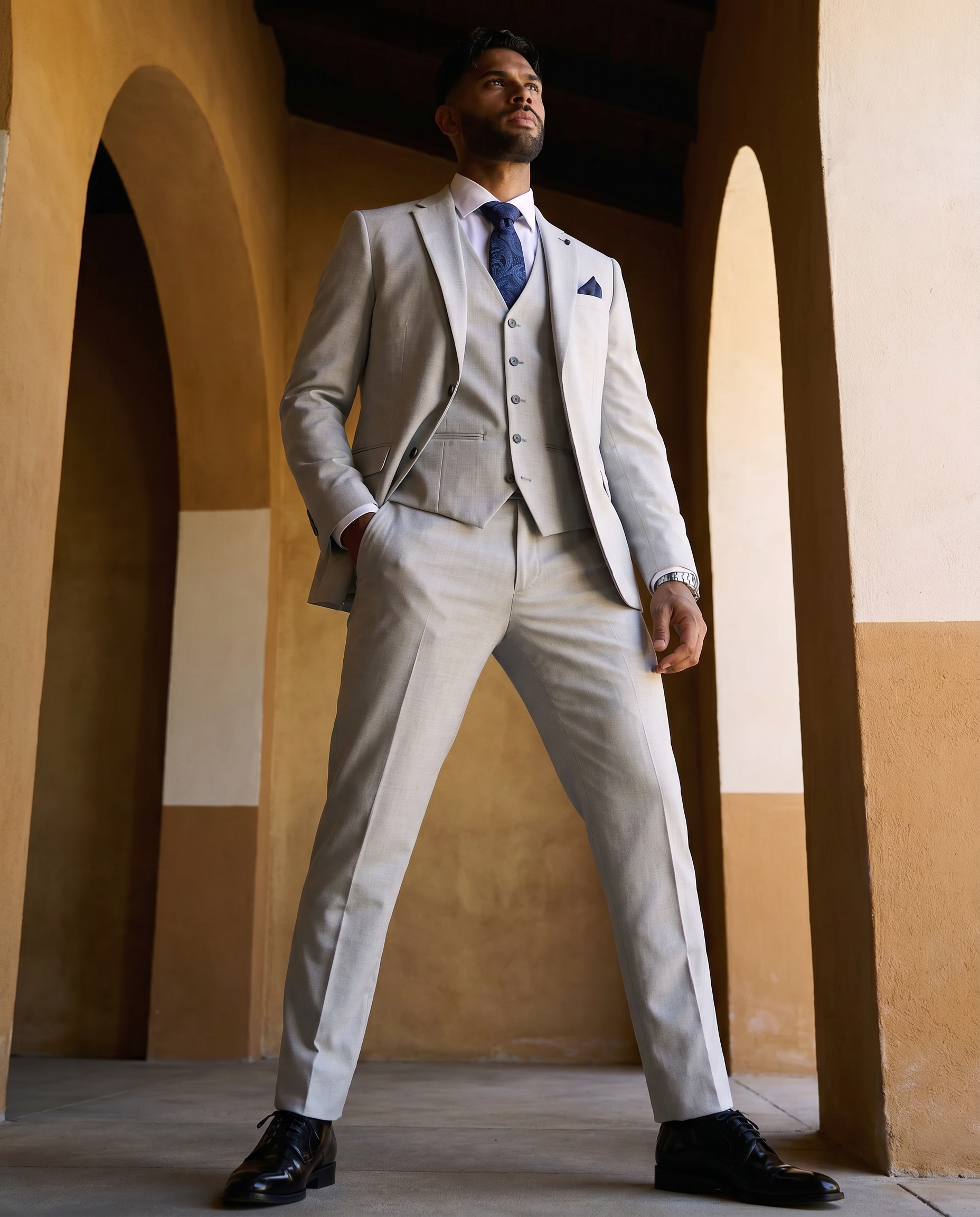 Belmont - Beige Men's Three Piece Suit