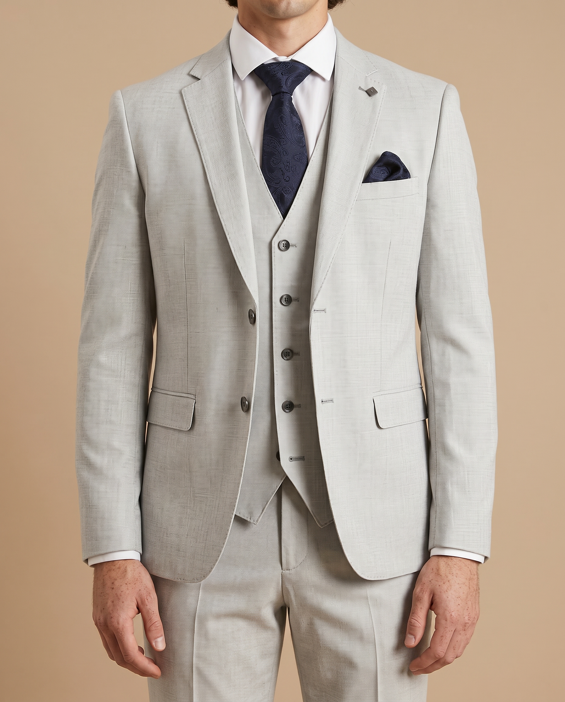 Belmont - Silver Three Piece Prom Suit