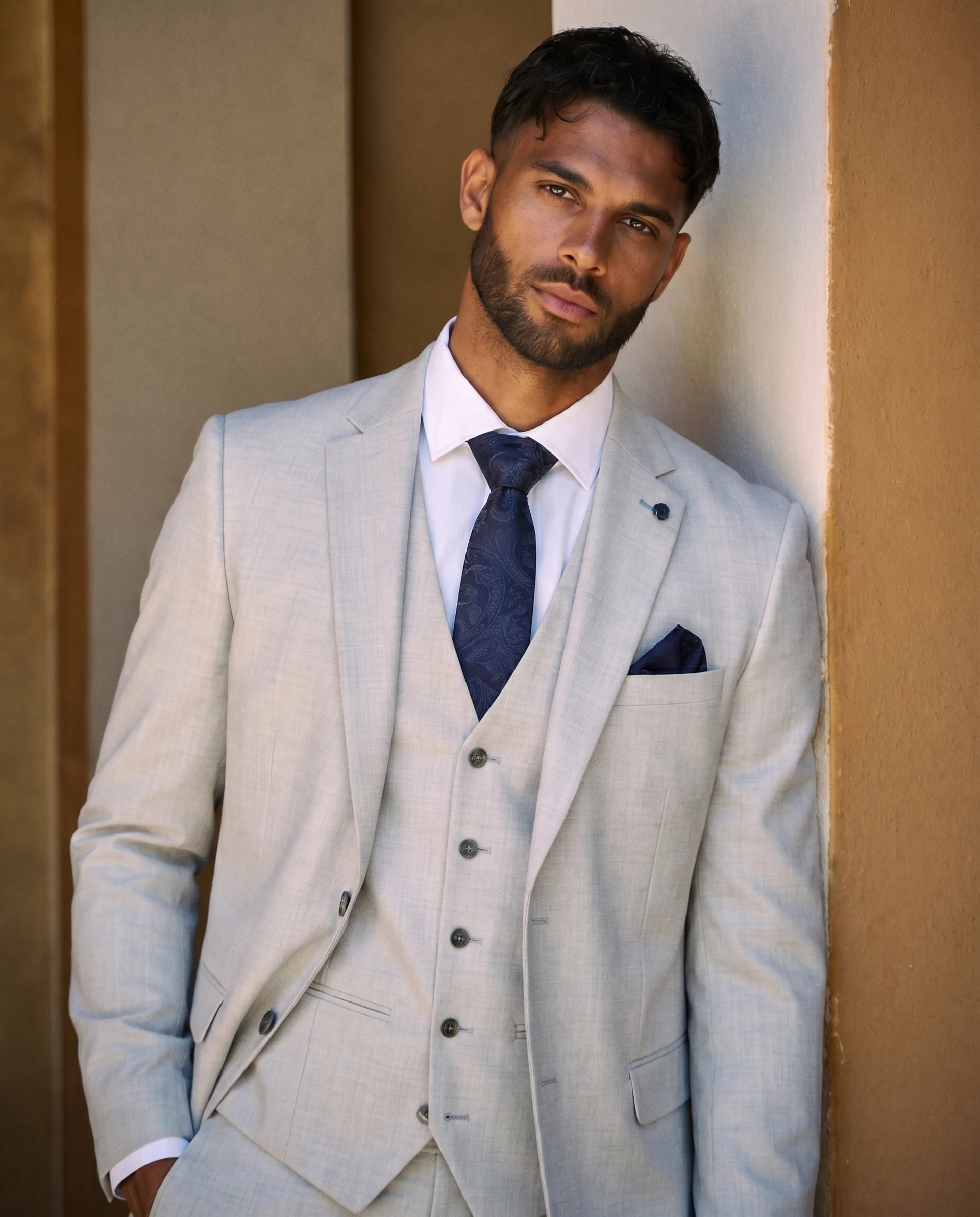 Belmont - Beige Men's Three Piece Suit