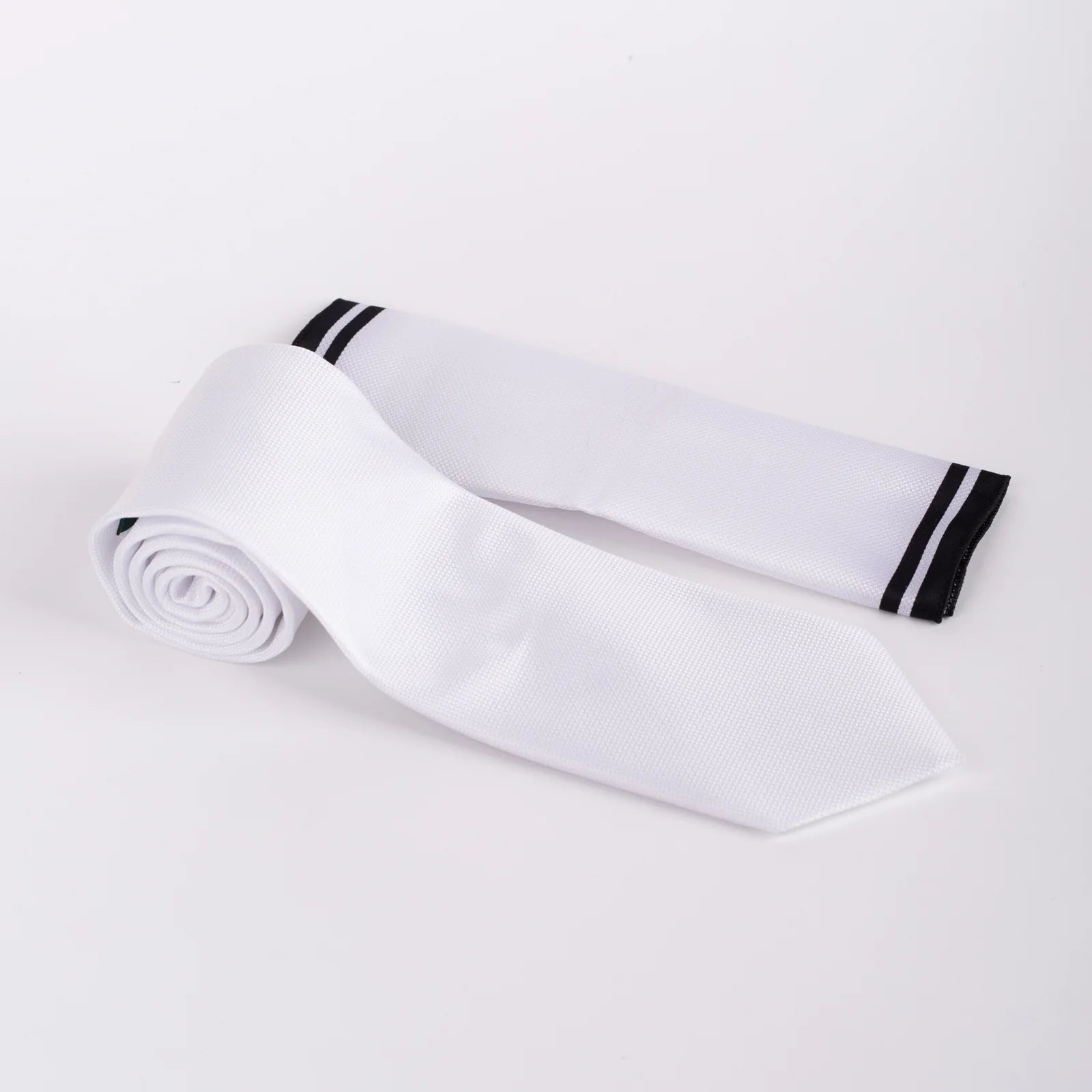 Textured - Tie & Pocket Square Set in White