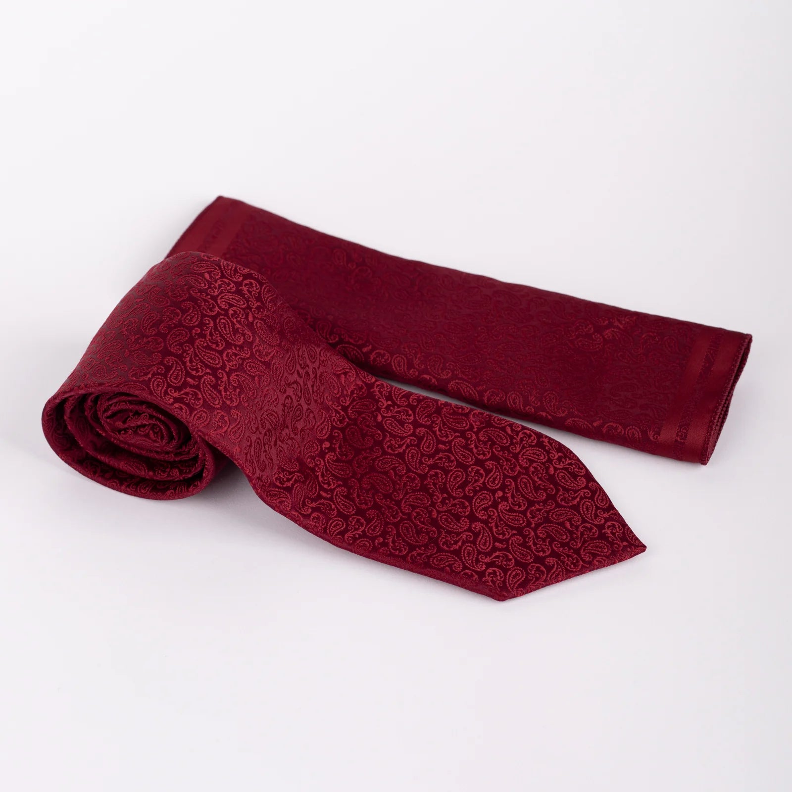 Mini Paisley - Tie & Pocket Square Set in Wine