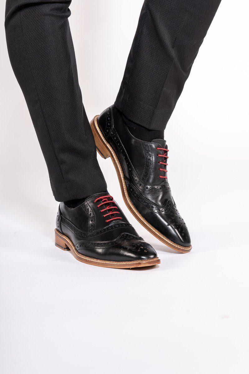 Larkin - Black Leather Brogue Shoe