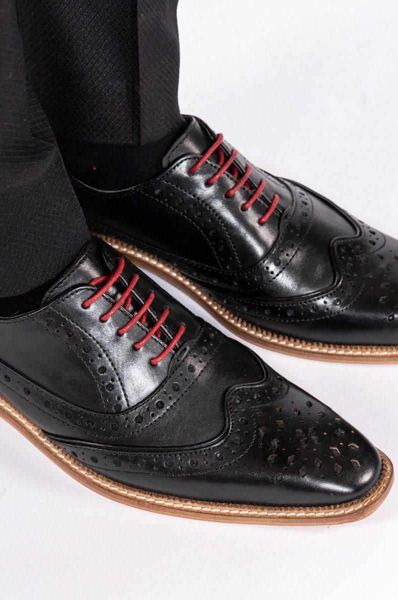 Larkin - Black Leather Brogue Shoe