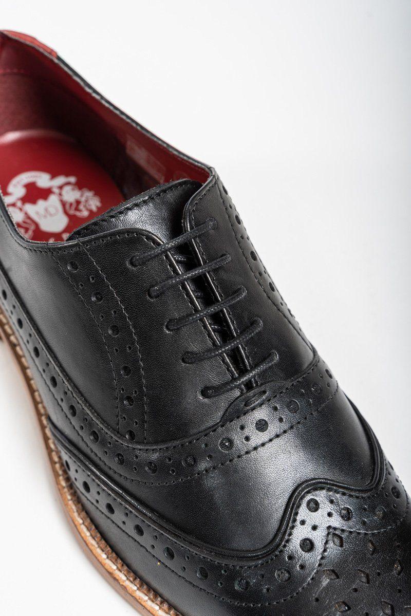 Larkin - Black Leather Brogue Shoe
