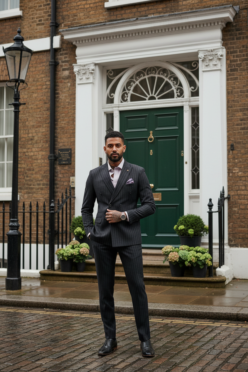 Rocco - Navy Pinstripe Double Breasted Two Piece Suit