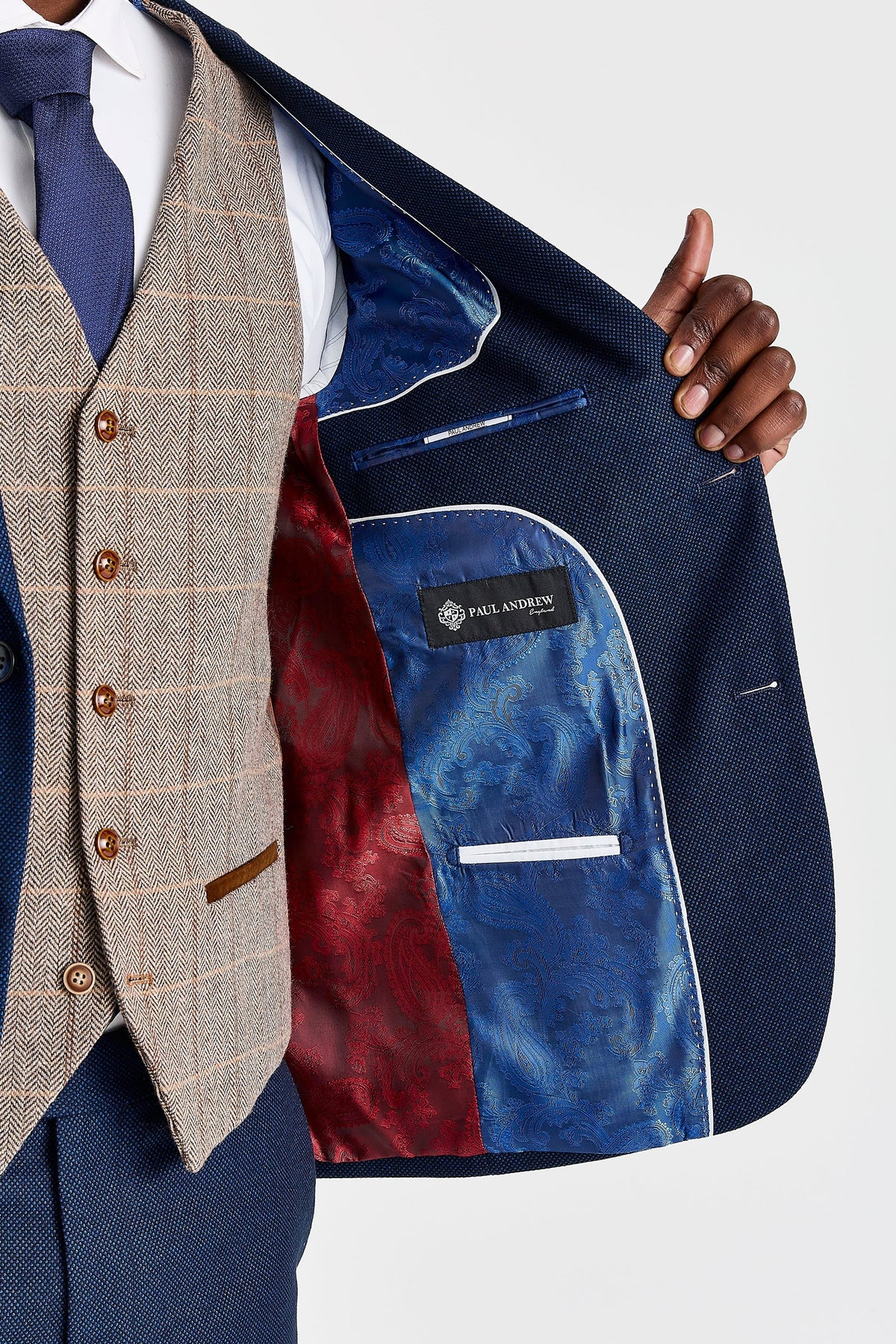 Arthur Navy Suit with Harris Brown Tweed Waistcoat – image 4
