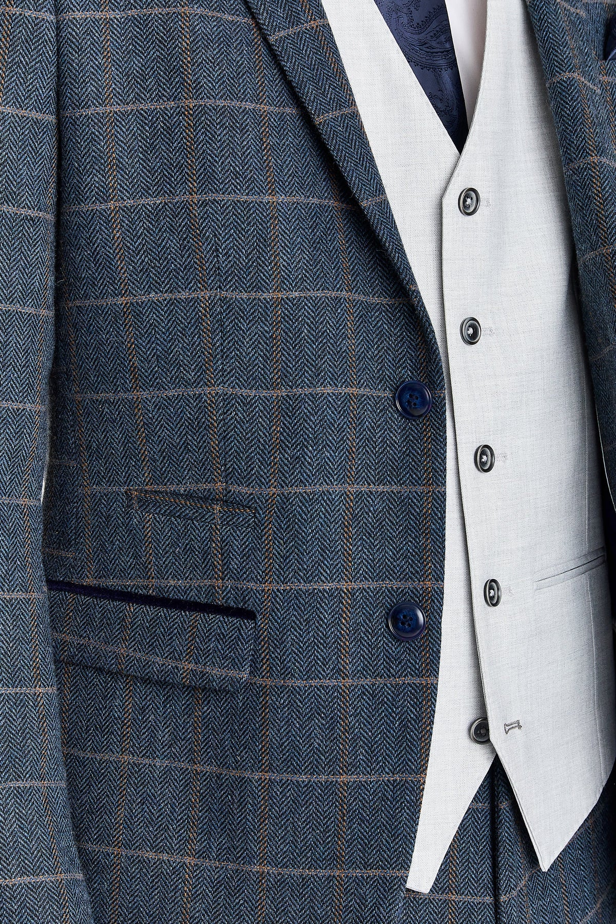 Harris Navy Tweed Suit with Belmont Silver Waistcoat – image 3