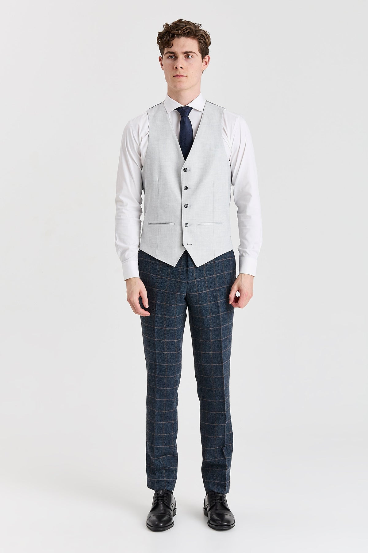 Harris Navy Tweed Suit with Belmont Silver Waistcoat – image 5