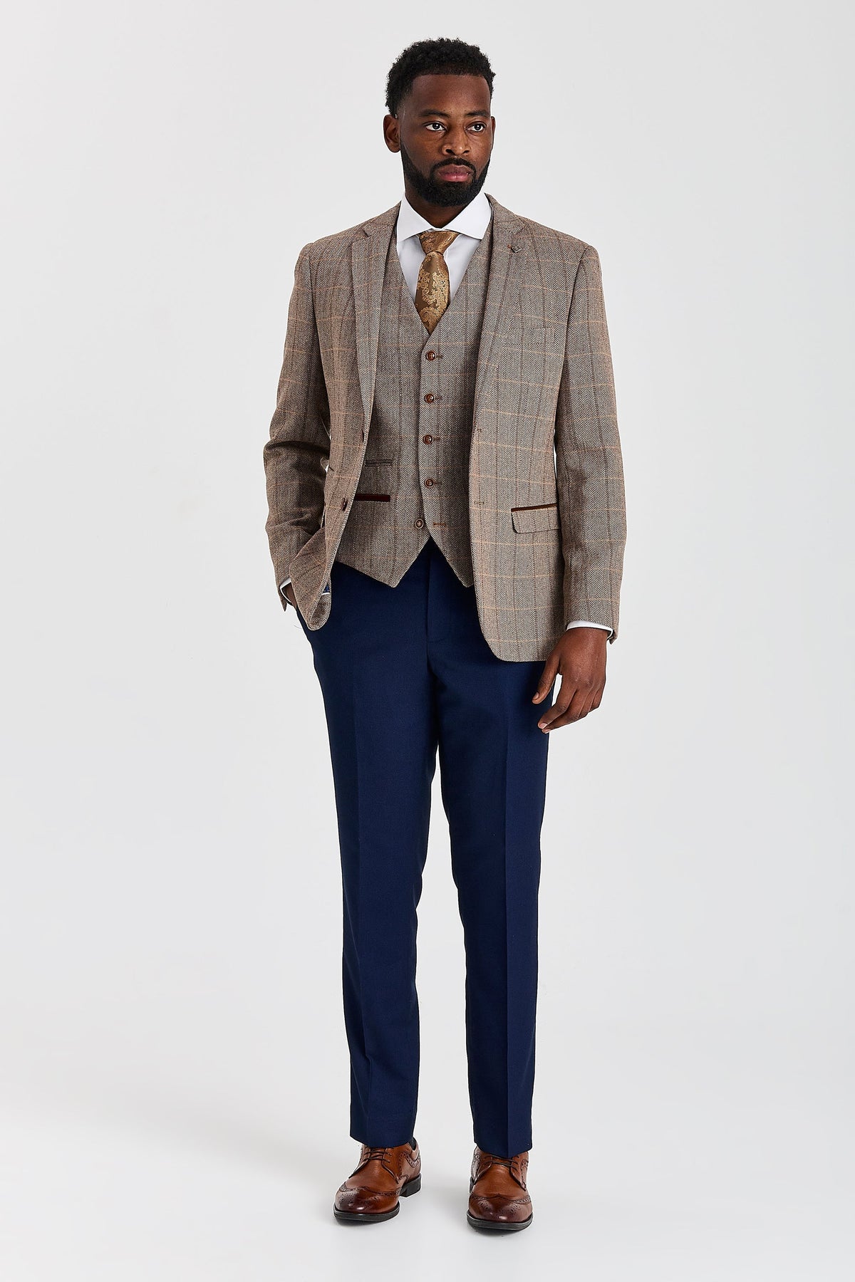 Harris Brown Tweed Suit with Mayfair Navy Trousers – image 2