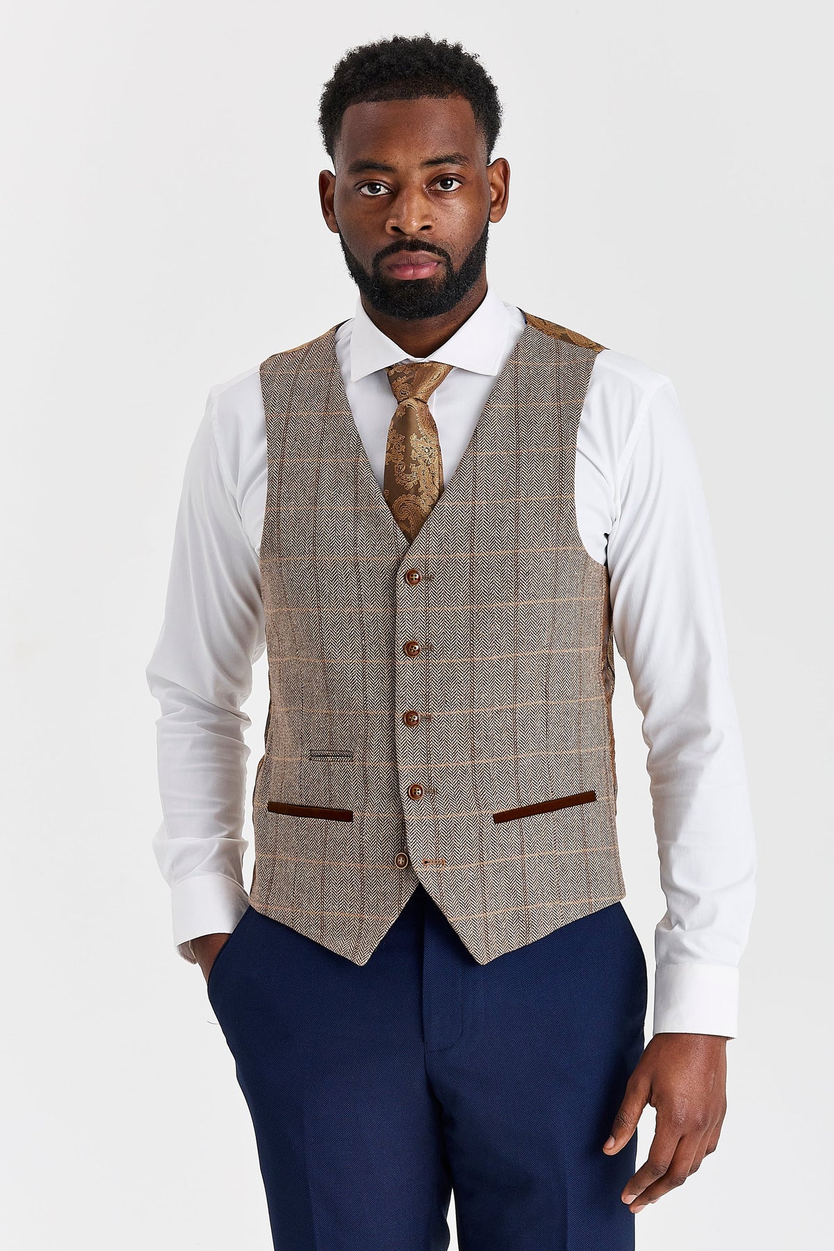 Harris Brown Tweed Suit with Mayfair Navy Trousers – image 4