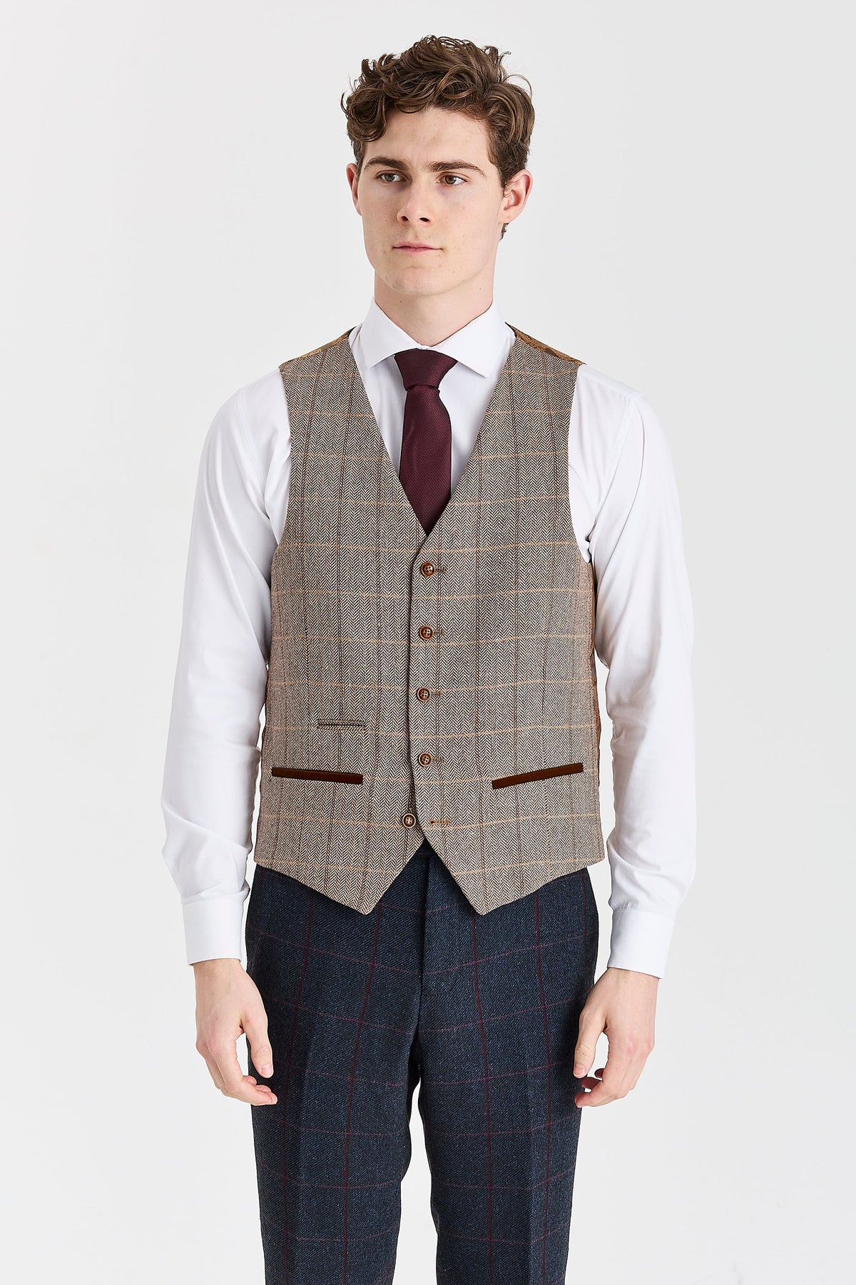 Madrid Navy Suit with Harris Brown Tweed Waistcoat – image 5