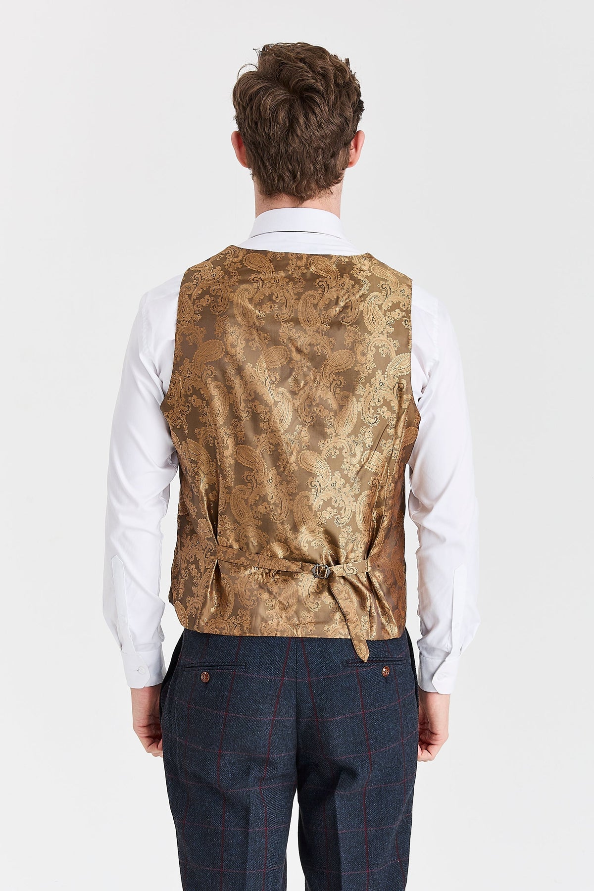 Madrid Navy Suit with Harris Brown Tweed Waistcoat – image 6