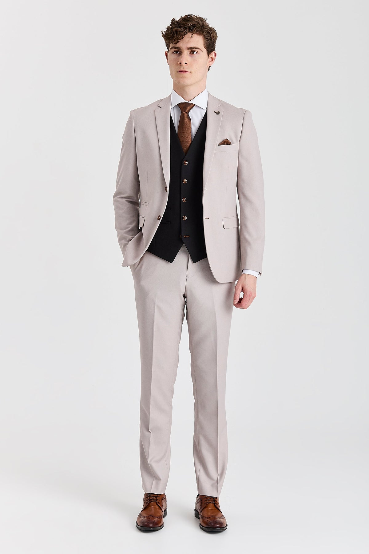 Mayfair Stone Textured Suit With Black Waistcoat – image 2