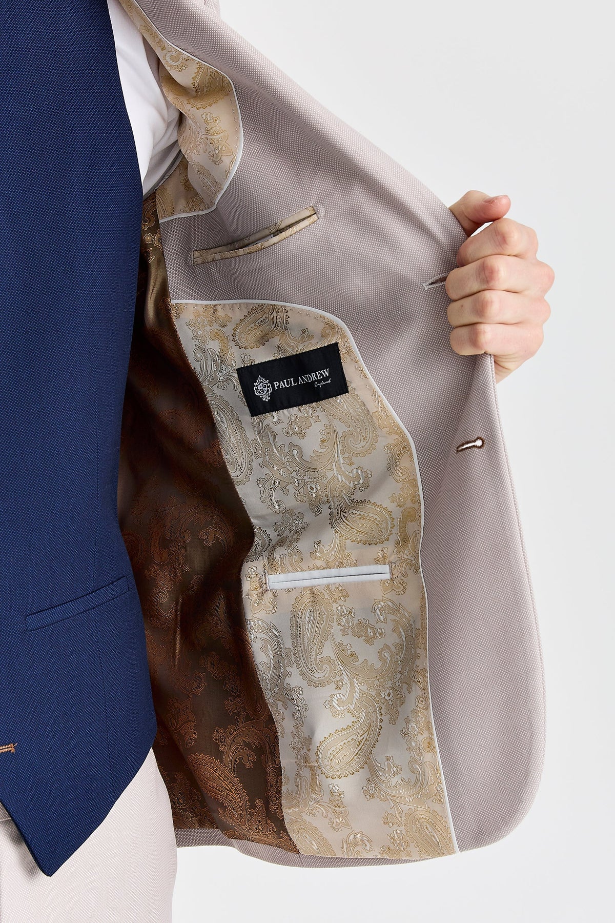 Mayfair Stone Textured Suit With Navy Waistcoat – image 4